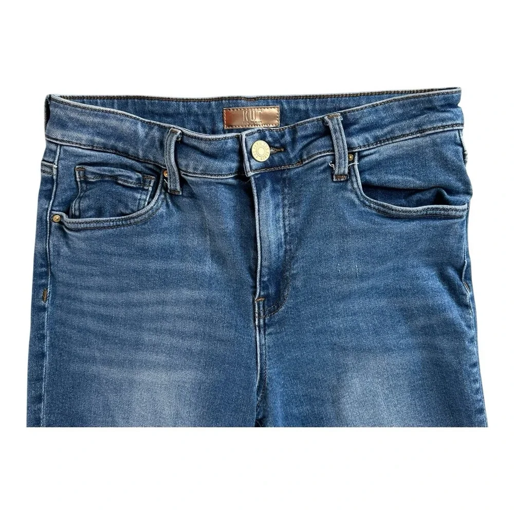 Kut From the Kloth Jeans Women's Size 8 Crop Straight Leg‎ Raw Hem Distressed